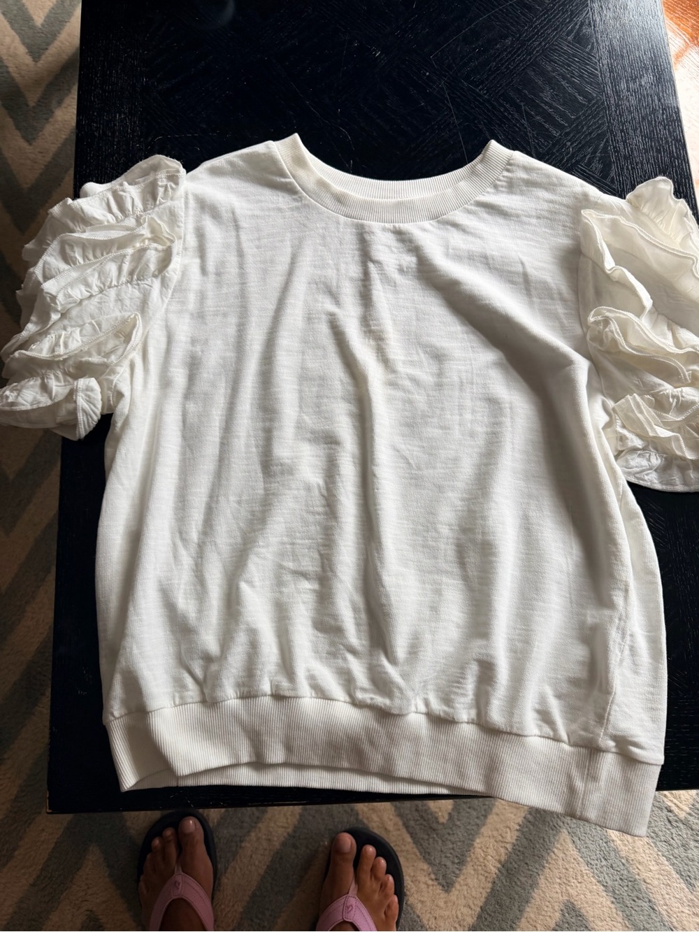 Anthropology Maeve Ivory Ruffle Puff-Sleeve Shirt - Picture 2 of 5